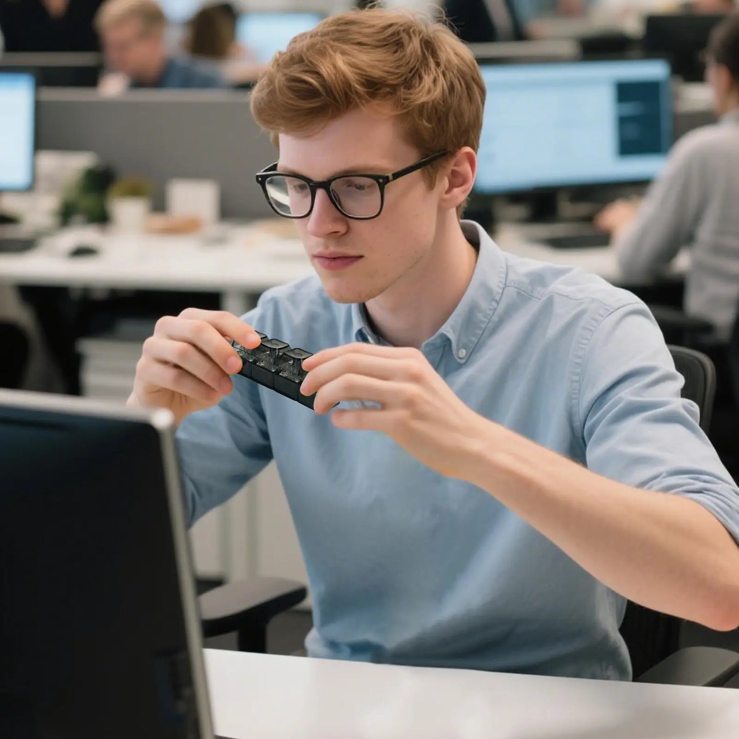 4 Key Keyboard Switches Tester Stress Relief Keyboard Clicker Keyboard Fidget Keychain For Students Office Coworkers