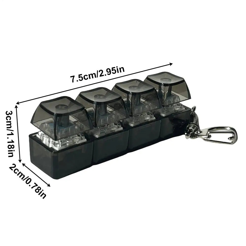 4 Key Keyboard Switches Tester Stress Relief Keyboard Clicker Keyboard Fidget Keychain For Students Office Coworkers