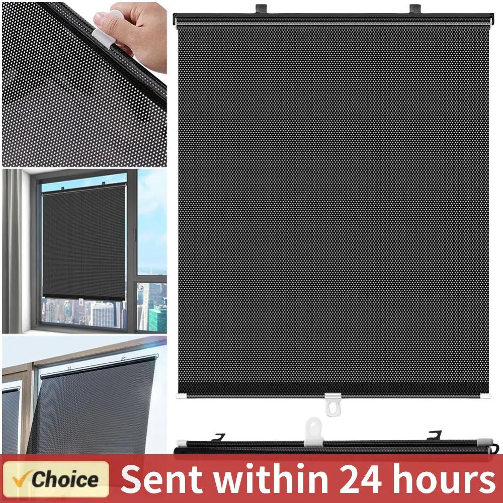 Universal Roller Blinds Easy To Install Blackout Curtain Window Sun-shading Curtains for Bedroom Home Office Bathroom